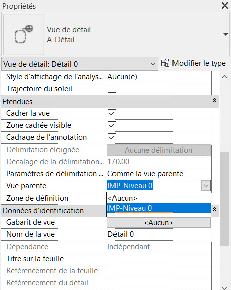 Vue parente pour detail Revit